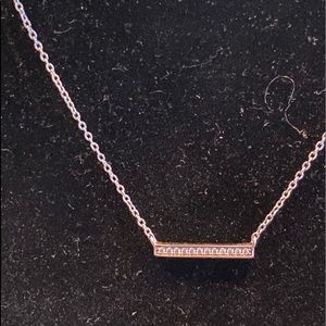 Simplistic Silver and Zircon Bar Necklace